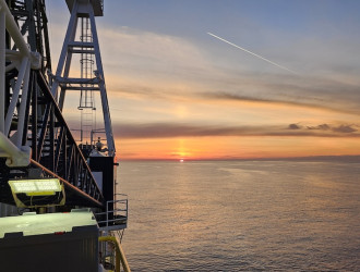 IODP Exp 402 sunrise from Joides